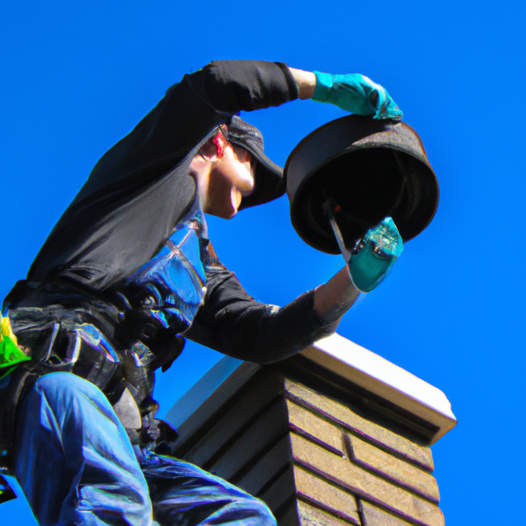 WETT-certified technician cleaning a rooftop chimney safely in Canada